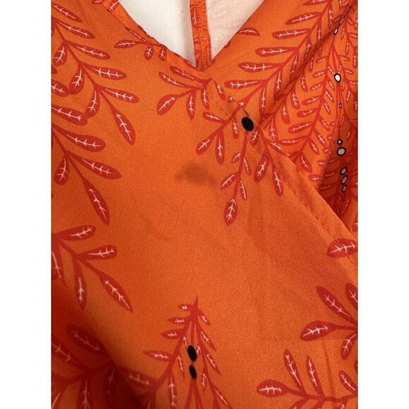 Cupshe Woman’s Orange Floral Romper Short Swim Suit Coverup Size Medium - Picture 2 of 6